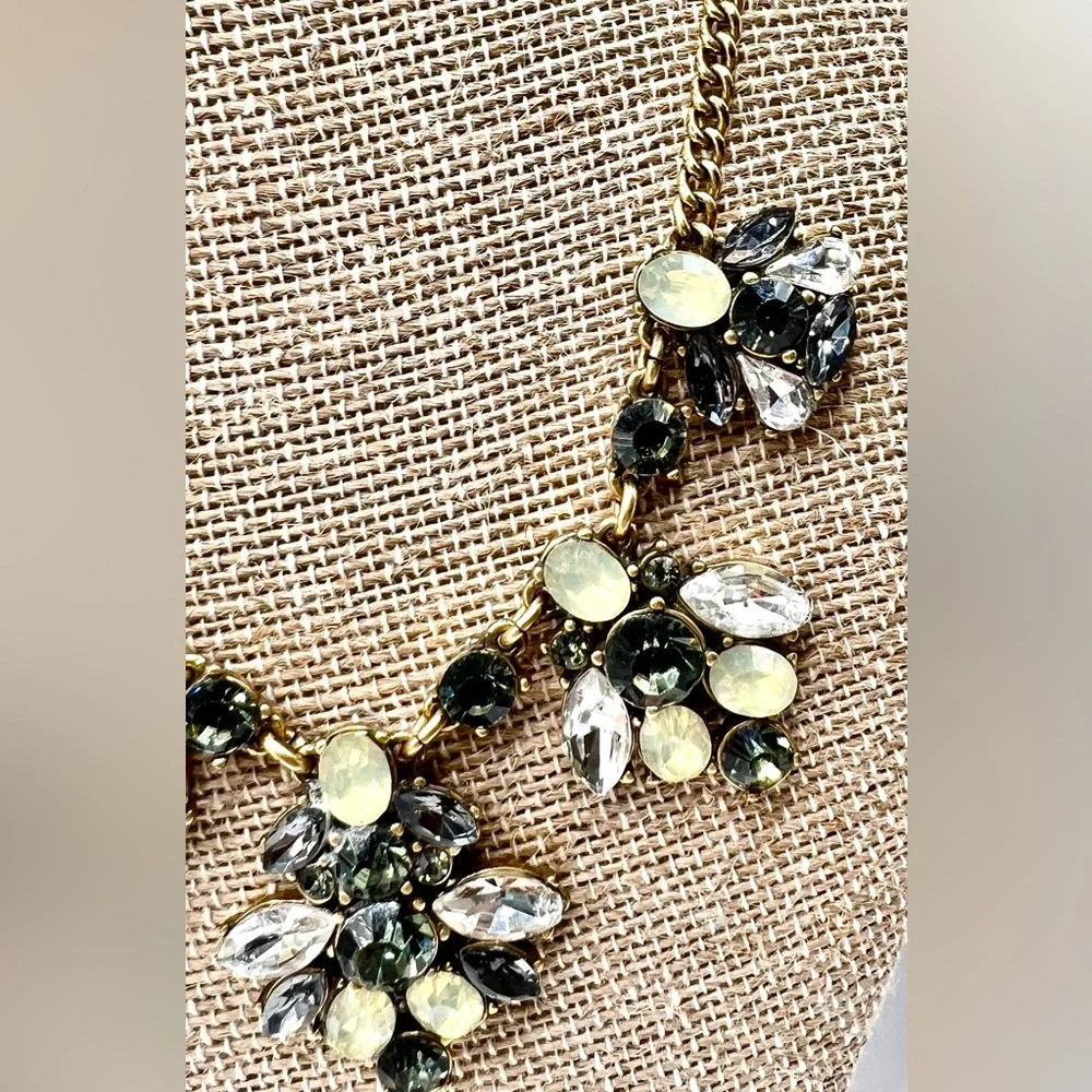 J. Crew Faceted Yellow , Smoky Topaz & Clear Faceted Rhinestone Necklace - Picture 6 of 6